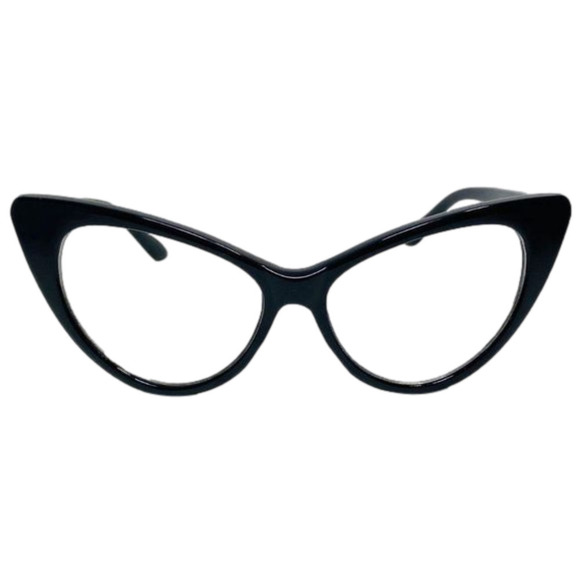 None Accessories - H3-1: BLACK Clear Lens Cateye Glasses